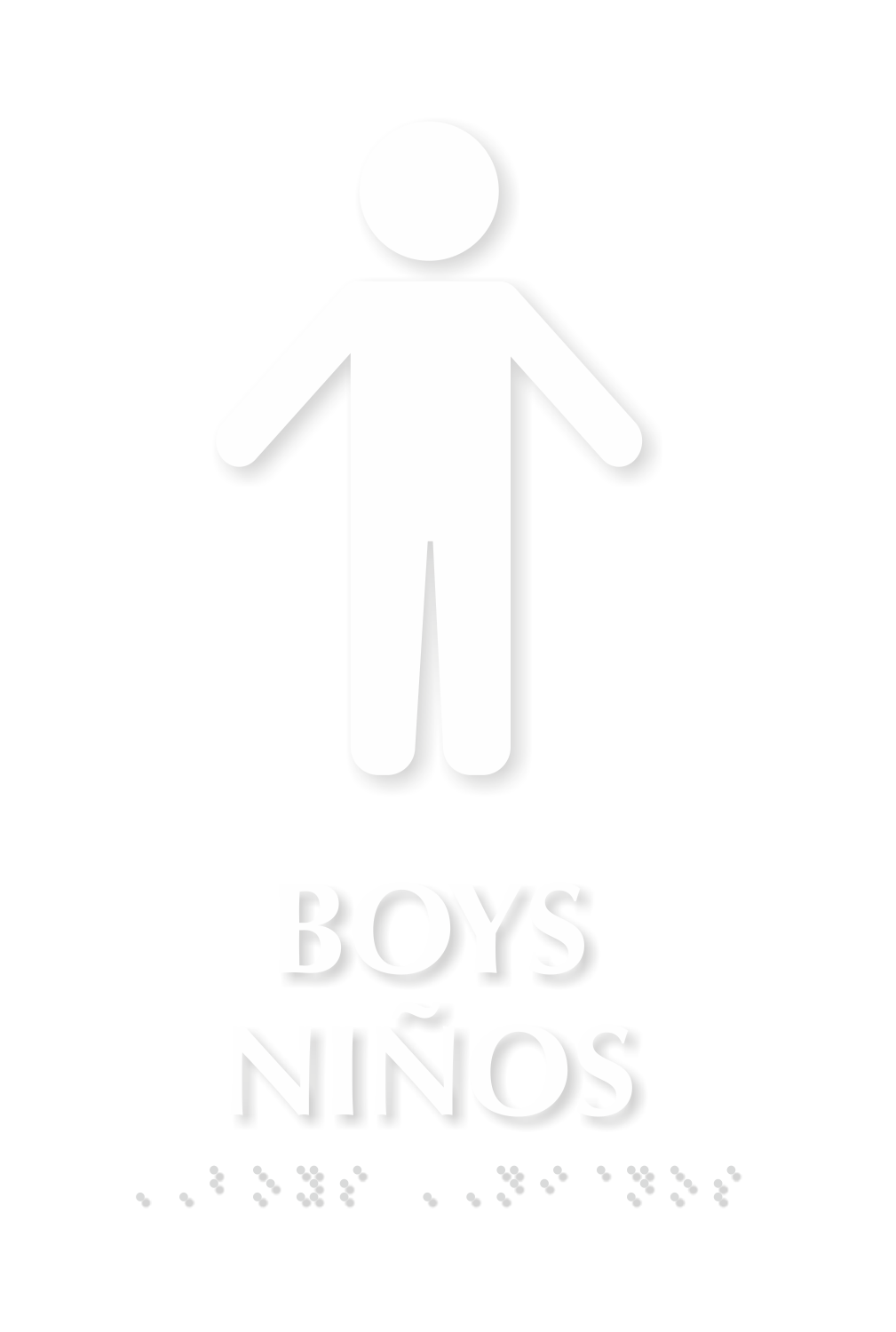 Boys Ninos Bilingual TactileTouch Braille Restroom Sign