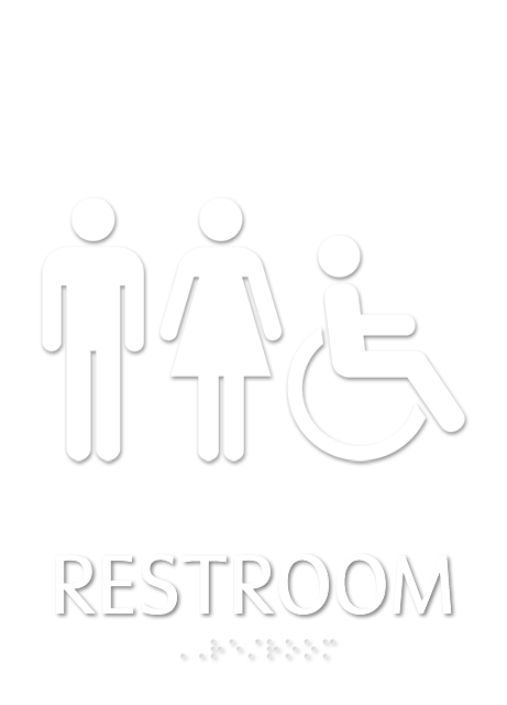 Restroom, with Male/Female/ISA Handicapped Graphic Braille Sign