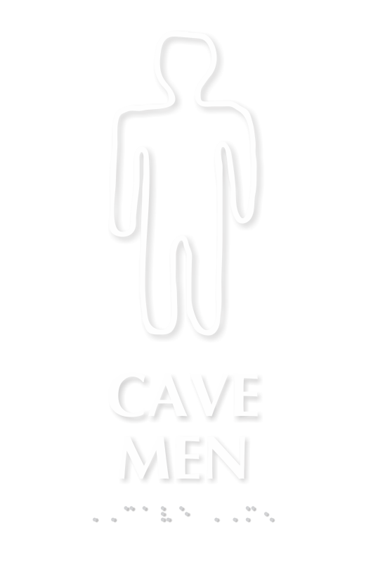 Cave Men Braille Restroom Sign