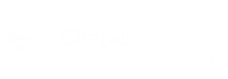 Chapel Engraved Sign, Church and Left Arrow Symbol