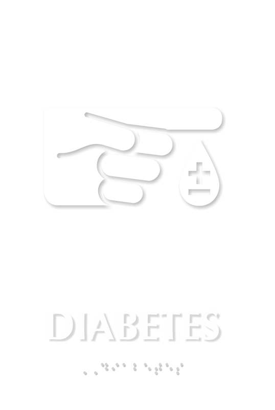 Diabetes Braille Sign with Finger Blood Drop Symbol
