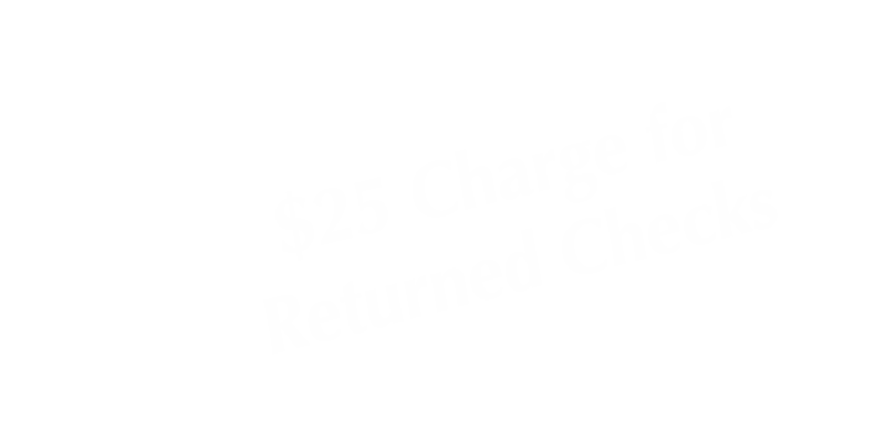 $25 Charge For Returned Checks Tent Sign