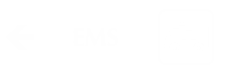 EMS Engraved Sign with Emergency Van Left Symbol