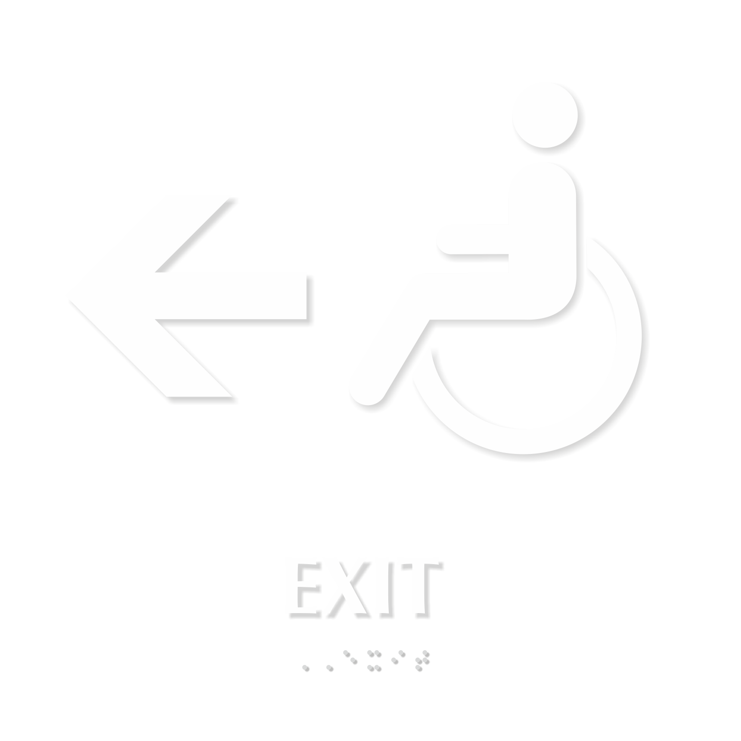 Exit Braille Sign with Left Arrow And Accessible Symbol