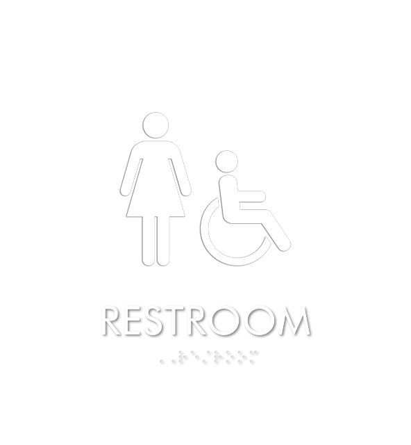 Restroom Sign with Female & Handicap Accessible Symbol