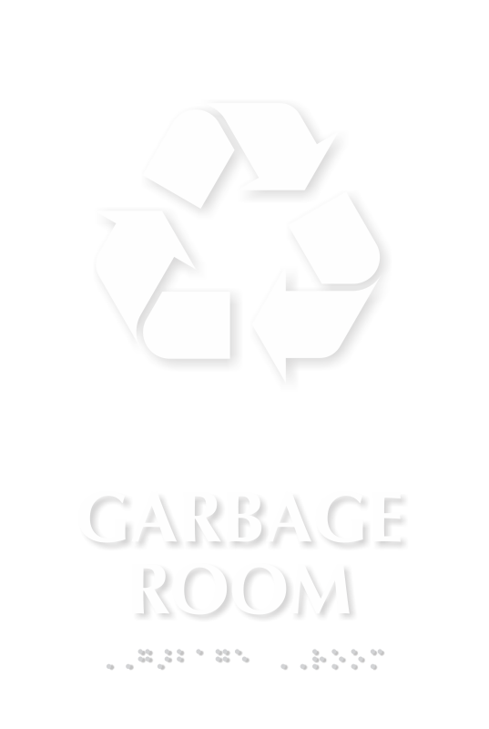 Garbage Room Recycling Symbol TactileTouch™ Braille Sign