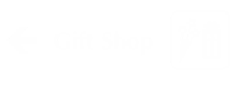Gift Shop Engraved Sign with Left Arrow Symbol
