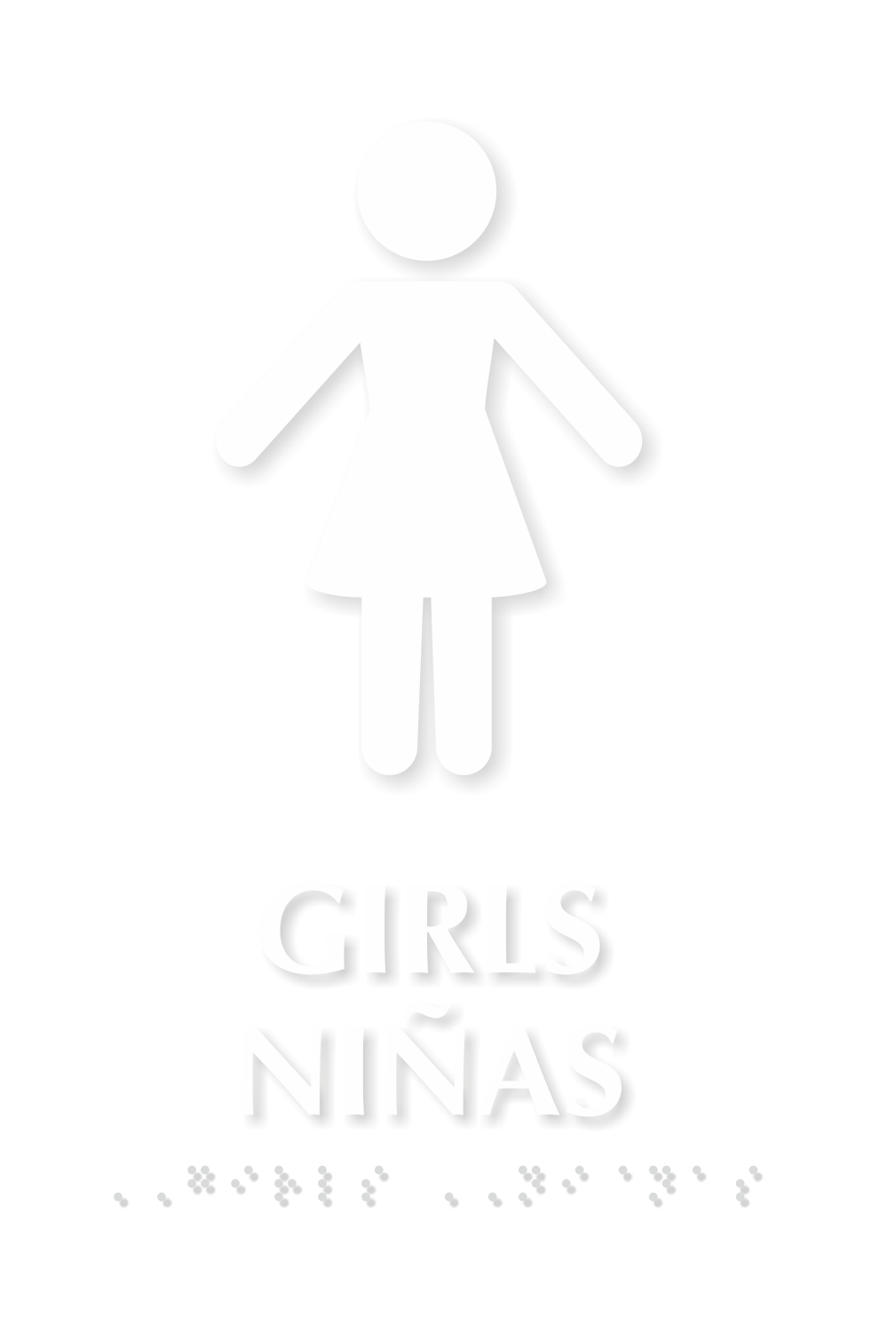 Girls Ninas Bilingual TactileTouch Braille Restroom Sign
