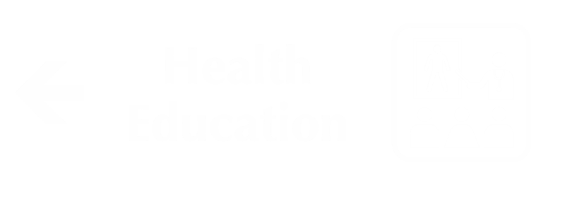 Health Education Engraved Sign with Left Arrow Symbol
