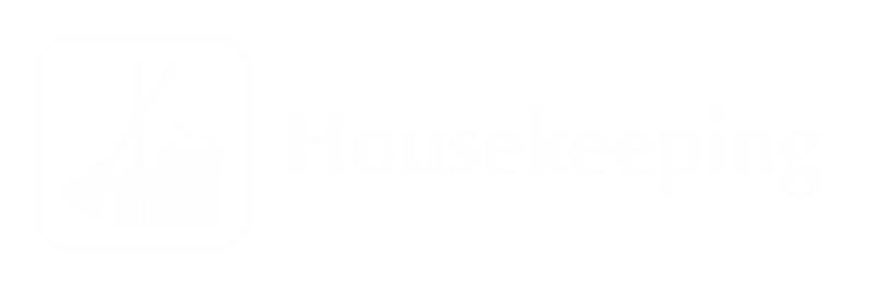 Housekeeping Engraved Sign with Cleaning Equipment Symbol