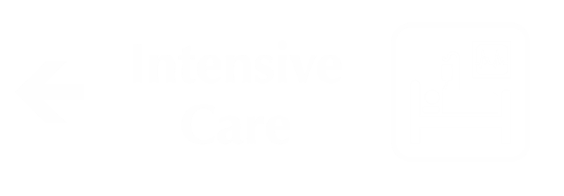 Intensive Care Engraved Sign, Left Arrow Direction Symbol