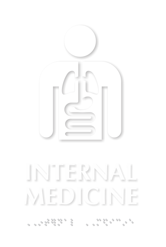Internal Medicine Braille Sign with Internal Organs Symbol
