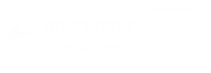 Interpretive Services Engraved Sign with Left Arrow Symbol
