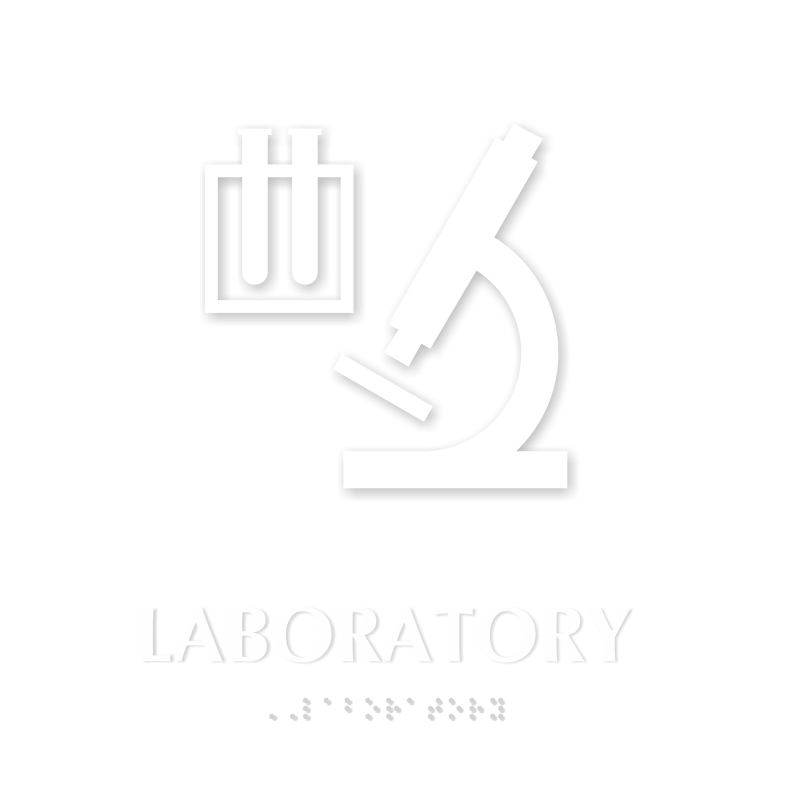 Laboratory TactileTouch Braille Sign with Microscope Room Symbol