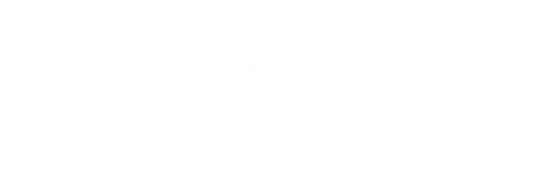 Lunch Room Engraved Sign with Left Arrow Symbol