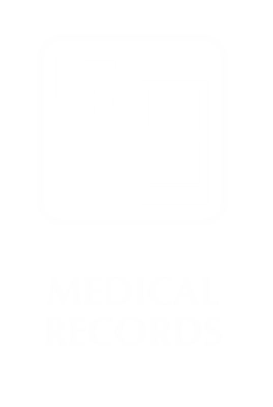 Medical Records Engraved Sign with File Cabinet Symbol