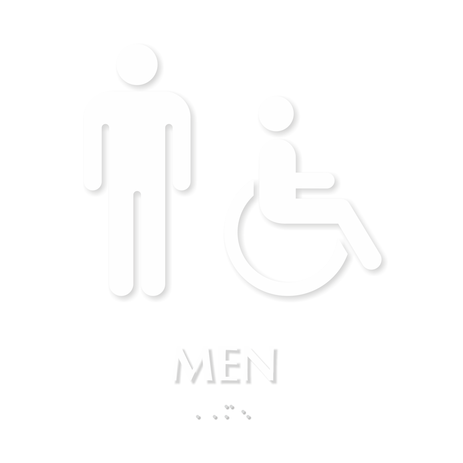 Men And Handicap Pictogram Braille Restroom Sign