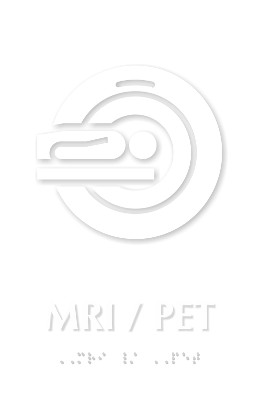MRI/PET Braille Sign with Magnetic Resonance Imaging Symbol