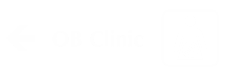 OB Clinic Engraved Sign with Left Arrow Symbol