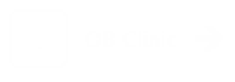 OB Clinic Engraved Sign with Right Arrow Symbol