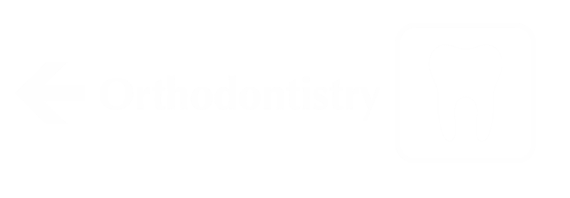 Orthodontistry Engraved Sign, Tooth and Left Arrow Symbol