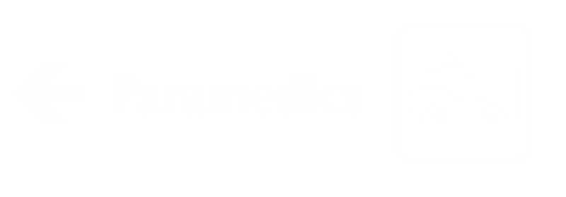 Paramedics Engraved Wayfinding Sign with Left Arrow Symbol