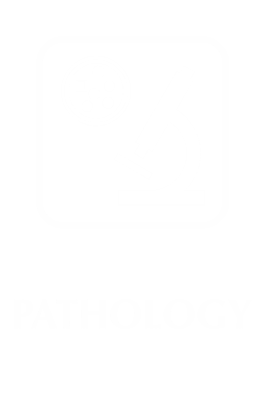Pathology Engraved Sign with Diagnostic Center Microscope Symbol