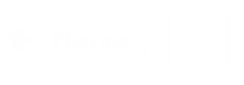 Pharmacy Engraved Sign, Rx and Left Arrow Symbol