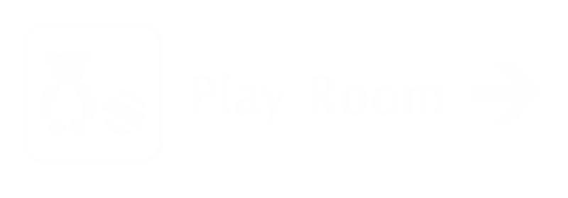 Play Room Engraved Sign with Right Arrow Symbol