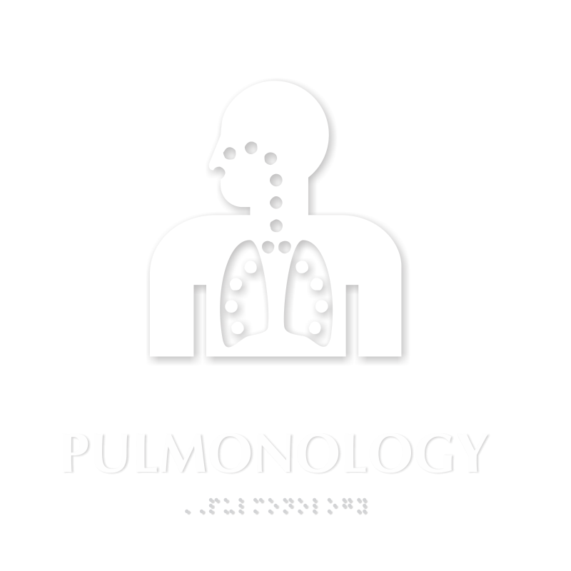 Pulmonology Braille Hospital Sign with Respiratory Symbol