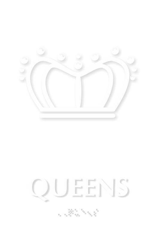 Queens Crown Braille Restroom Sign