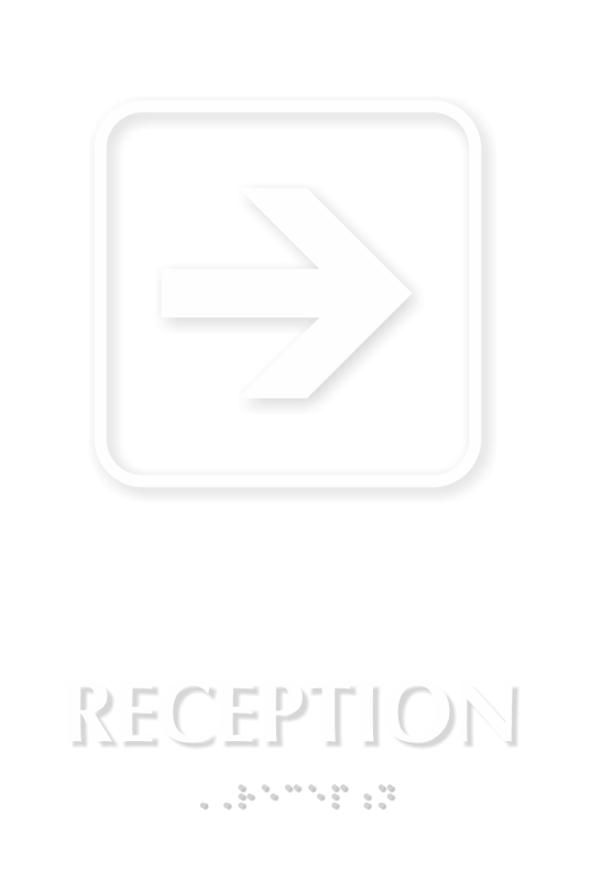 Reception Right Arrow TactileTouch™ Sign with Braille