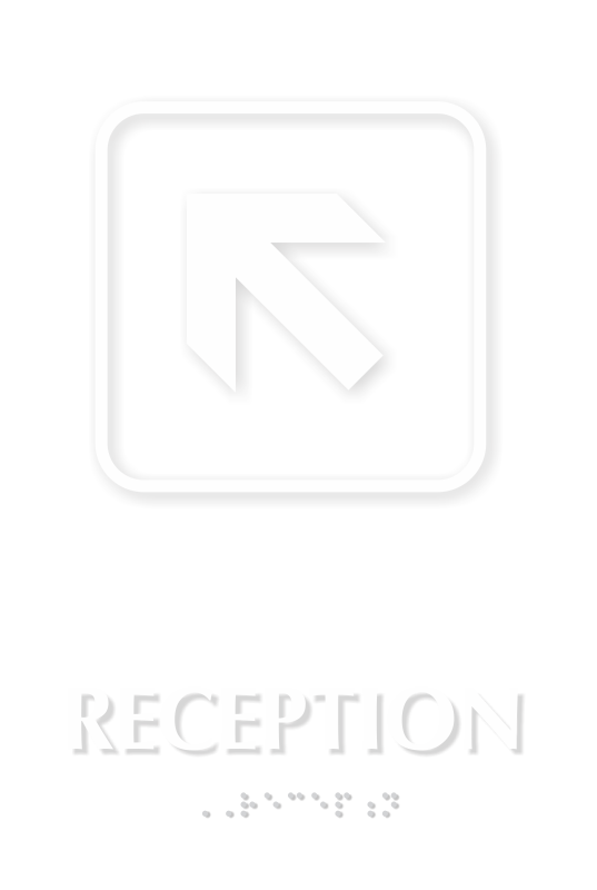 Reception Top Left Arrow TactileTouch™ Sign with Braille