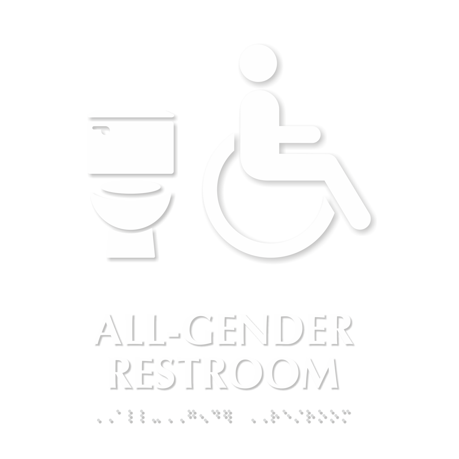 All-Gender Accessible Restroom Braille, Toilet Symbol Sign
