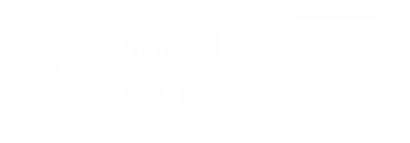 Social Services Engraved Sign with Left Arrow Symbol