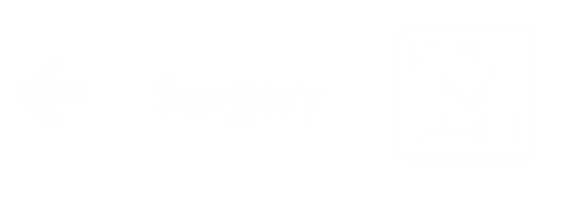 Surgery Engraved Sign with Left Arrow Symbol
