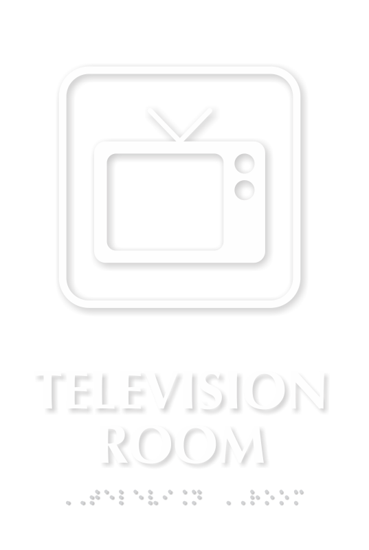 Television Room Symbol TactileTouch™ Sign with Braille
