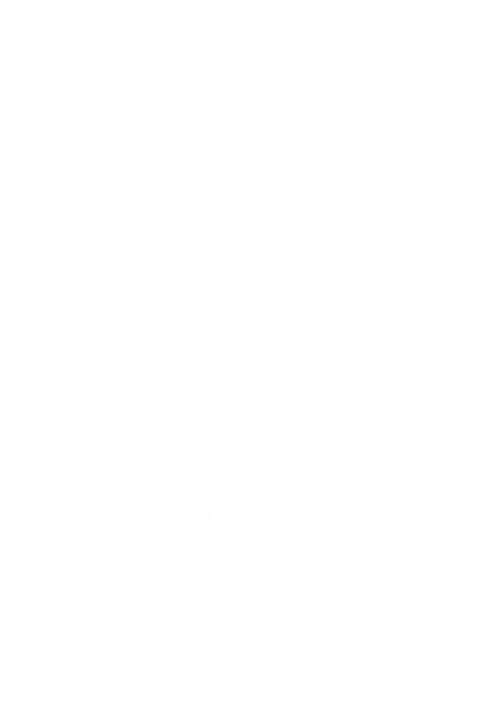 Waiting Area Engraved Sign with Public Room Symbol