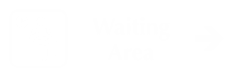 Waiting Area Engraved Sign with Right Arrow Symbol