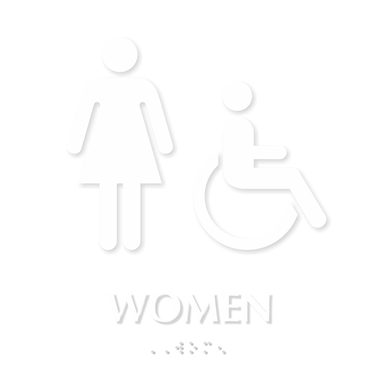Women And Accessible Pictogram Braille Restroom Sign