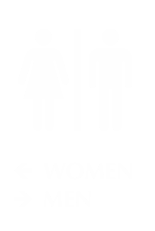 Women Left, Men Right Unisex Restroom Sign