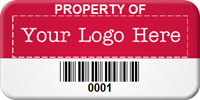 Asset Label, Property of Company Name with Barcode