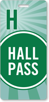 Hall Pass Green Colored Stripes Design Tag