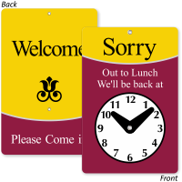 Sorry Out To Lunch Be Back Clock Sign