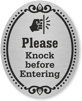 Please Knock Before Entering DiamondPlate Door Sign