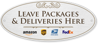 Leave Packages & Deliveries Here DiamondPlate™ Door Sign