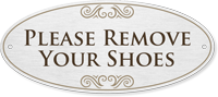 Please Remove Your Shoes DiamondPlate™ Door Sign
