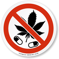 No Drugs Marijuana Leaf ISO Sign