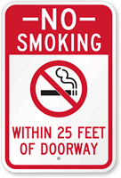 No Smoking Within 25 Feet Of Doorway Sign