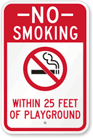 No Smoking Within 25 Feet Of Playground Sign
